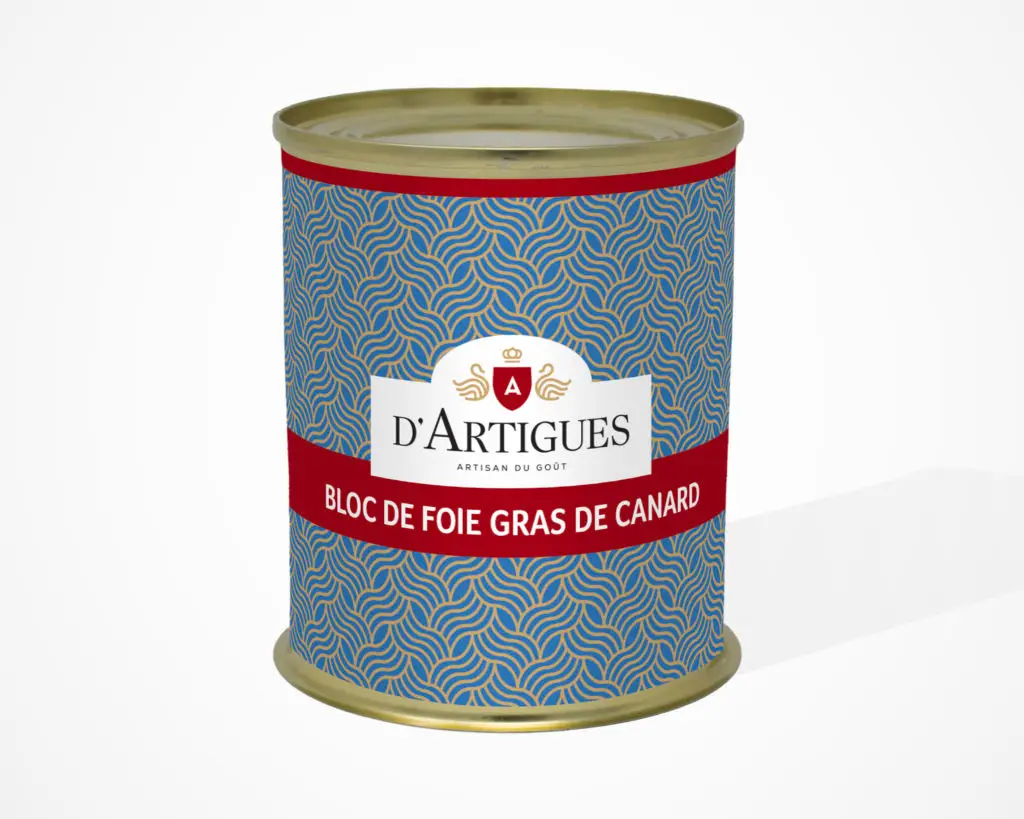 Conserve de bloc de foie gras de canard d'Artigues