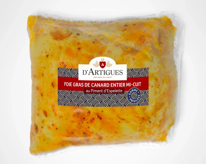 datigues-foie-gras-privilege-entier-mi-cuit-piment-espelette-sous-vide Foie gras de canard entier mi-cuit au piment d'Espelette sous vide d'Artigues