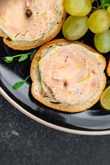 foie gras sandwich fresh delicious fresh goose or duck liver eating cooking appetizer meal food snack on the table copy space food background rustic top view